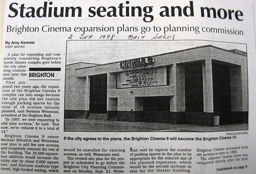 Brighton Cinemas 9 - Article On Expansion That Never Happened (newer photo)
